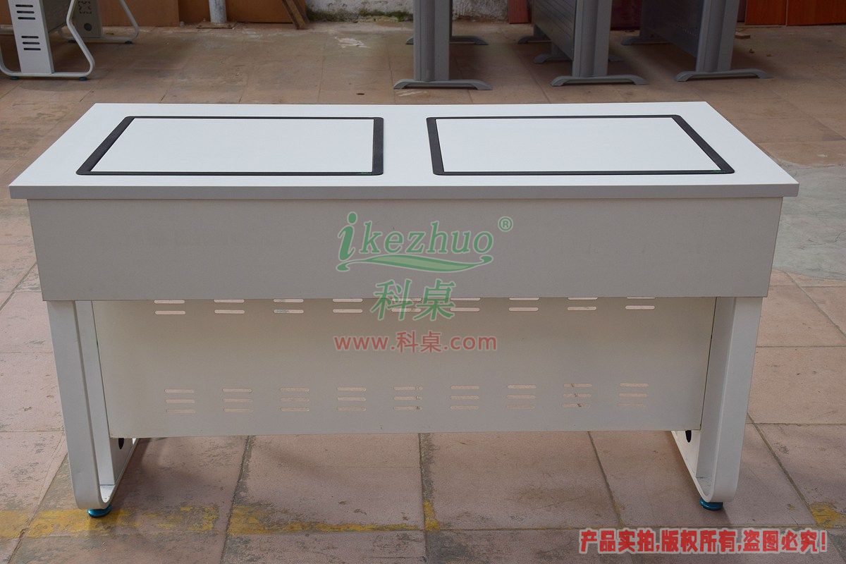 科桌家具,翻轉(zhuǎn)電腦桌,雙人電腦桌,雙人位金屬腳架帶邊框翻轉(zhuǎn)電腦桌K16-C